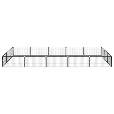 16-Panel Dog Playpen Black 100x50 cm