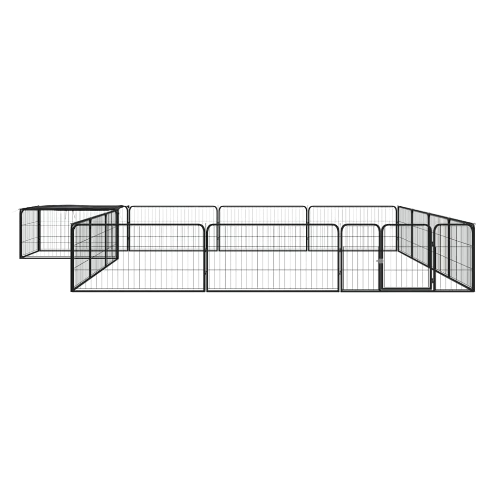 Andala Pets 16-Panel Dog Playpen Black 100x50 cm Powder-coated Steel