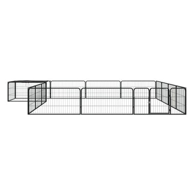 16-Panel Dog Playpen Black 100x50 cm