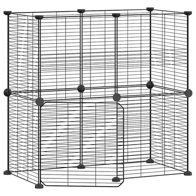 Andala Pets 12-Panel Pet Cage with Door Black 35x35 cm Steel