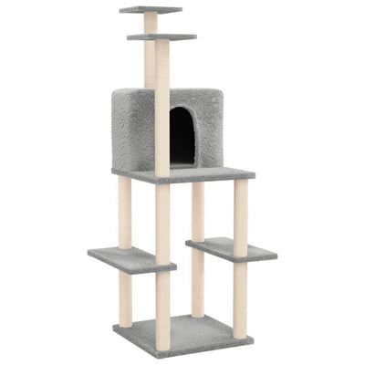 Andala Pets Cat Tree with Sisal Scratching Posts Light Grey 144.5 cm