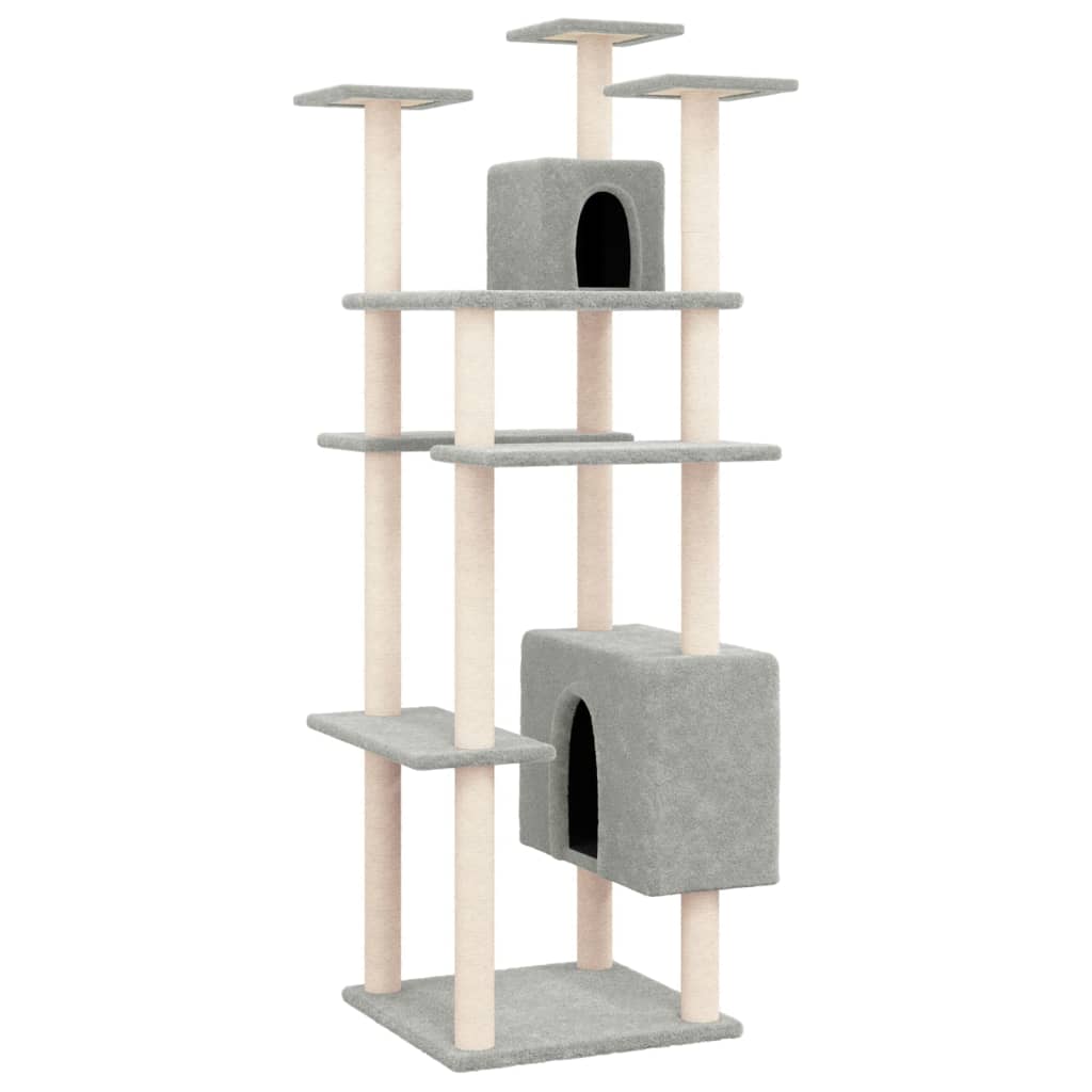 Andala Pets Cat Tree with Sisal Scratching Posts Light Grey 162 cm