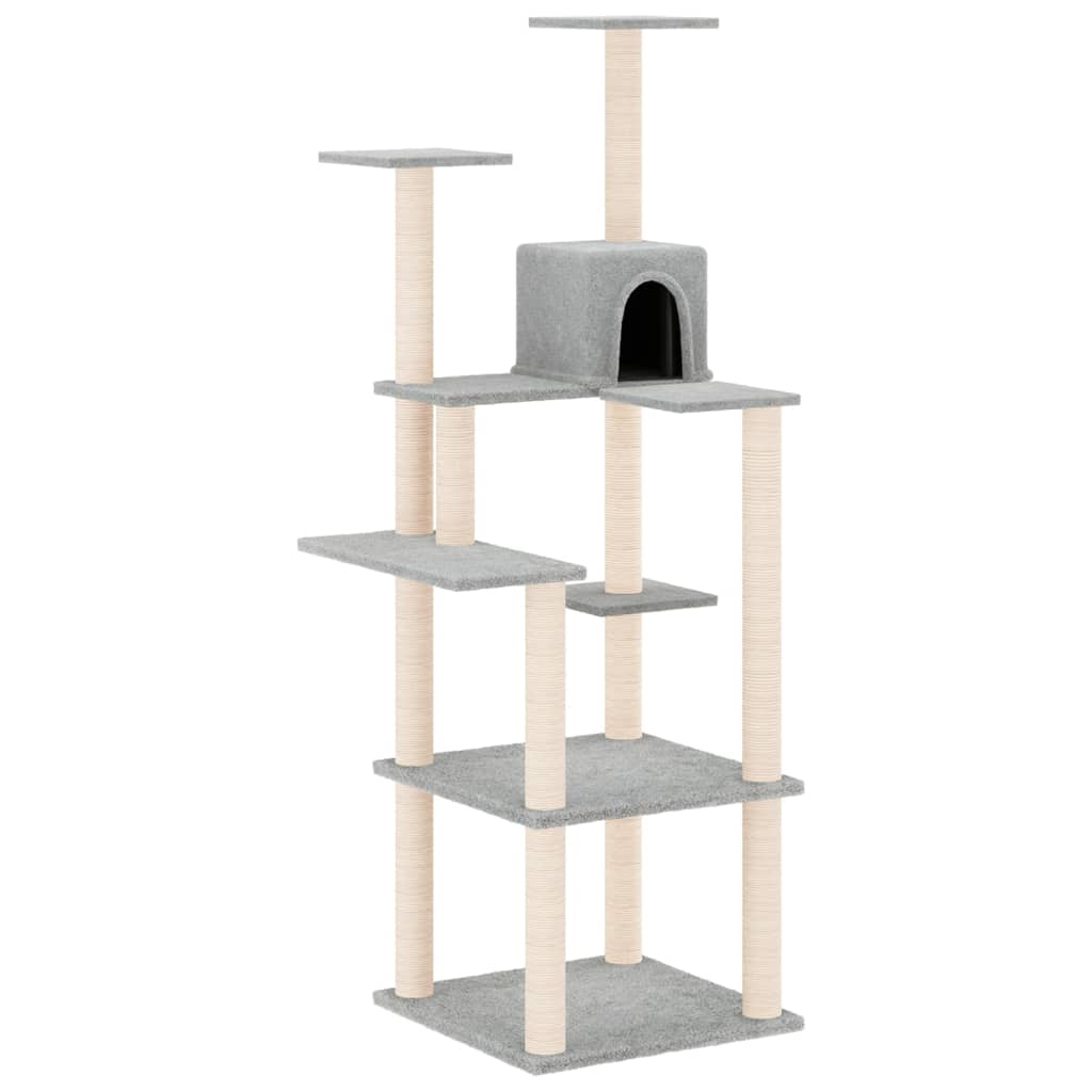 Andala Pets Cat Tree with Sisal Scratching Posts Light Grey 153 cm