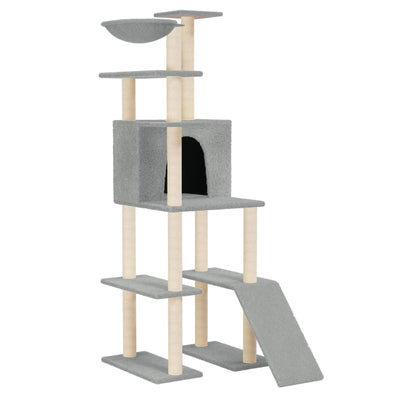 Andala Pets Cat Tree with Sisal Scratching Posts Light Grey 166 cm