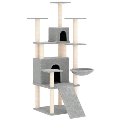 Andala Pets Cat Tree with Sisal Scratching Posts Light Grey 154 cm