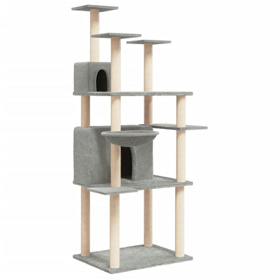 Andala Pets Cat Tree with Sisal Scratching Posts Light Grey 166 cm