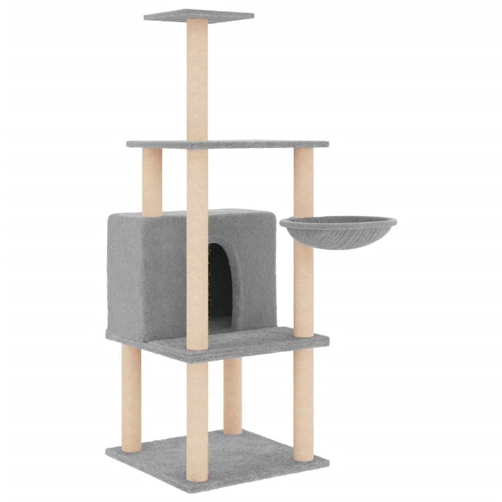 Andala Pets Cat Tree with Sisal Scratching Posts Light Grey 132 cm