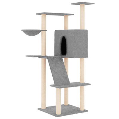 Andala Pets Cat Tree with Sisal Scratching Posts Light Grey 143 cm