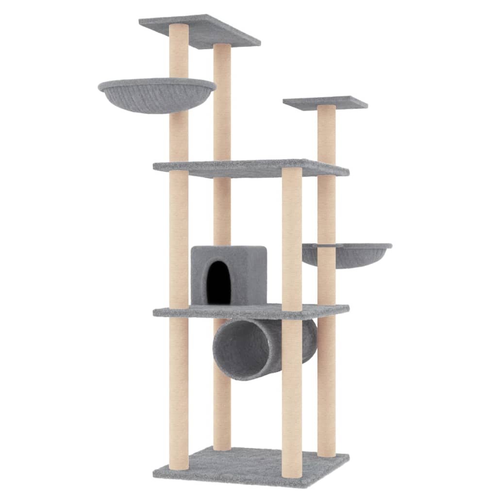 Andala Pets Cat Tree with Sisal Scratching Posts Light Grey 141 cm