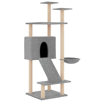 Andala Pets Cat Tree with Sisal Scratching Posts Light Grey 153 cm