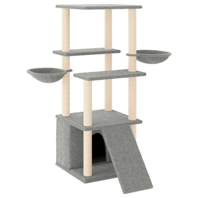 Andala Pets Cat Tree with Sisal Scratching Posts Light Grey 133 cm