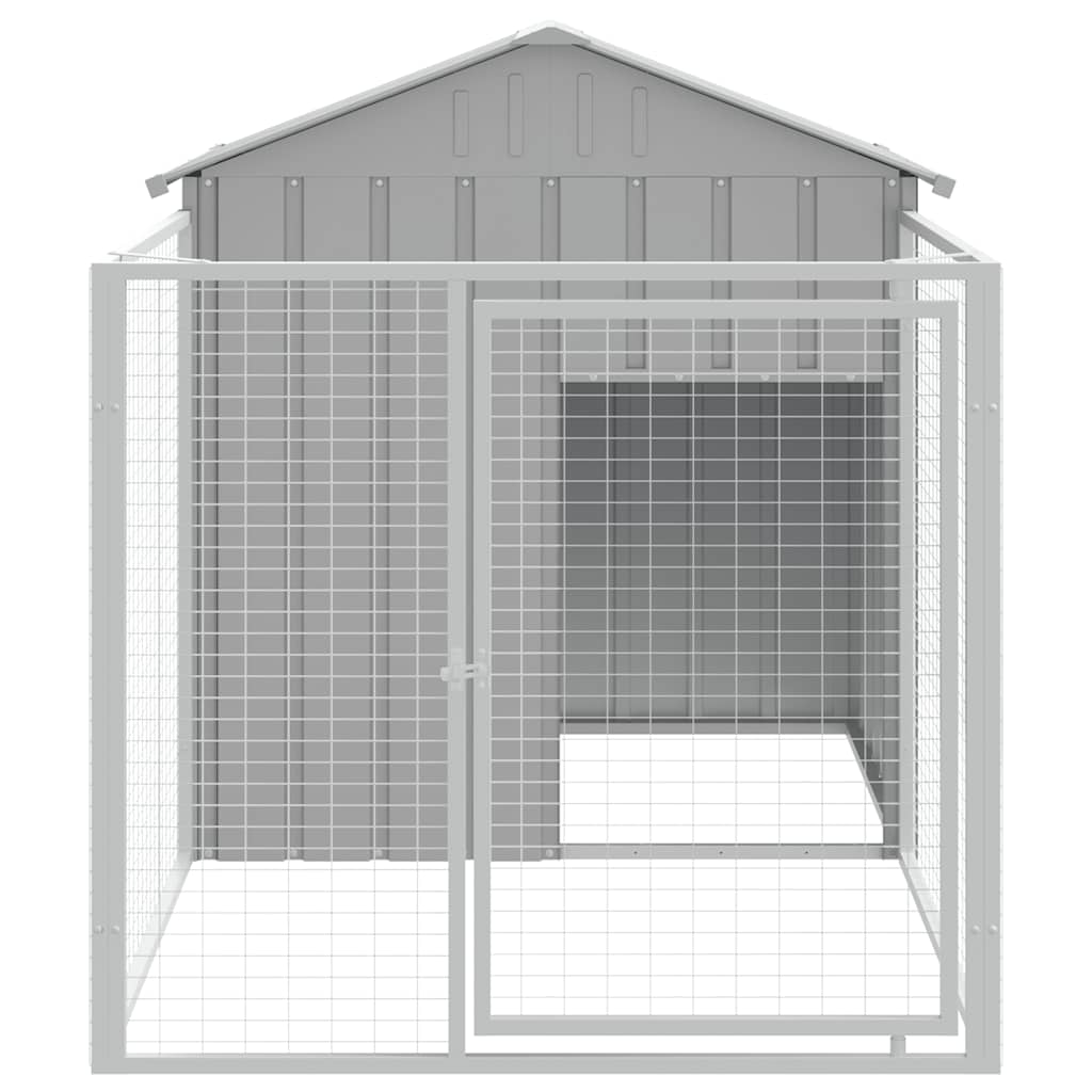 Dog House With Run Light Grey 117X201X123cm