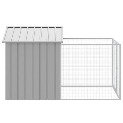 Dog House With Run Light Grey 117X201X123cm