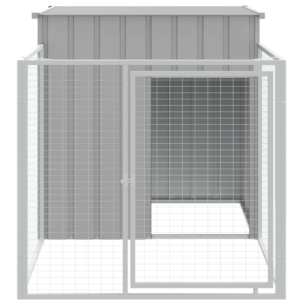 Dog House With Run Dark Grey 110X201X110cm