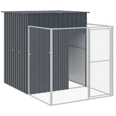 Andala Pets Dog House with Run Dark Grey 165x251x181 cm Galvanised Steel