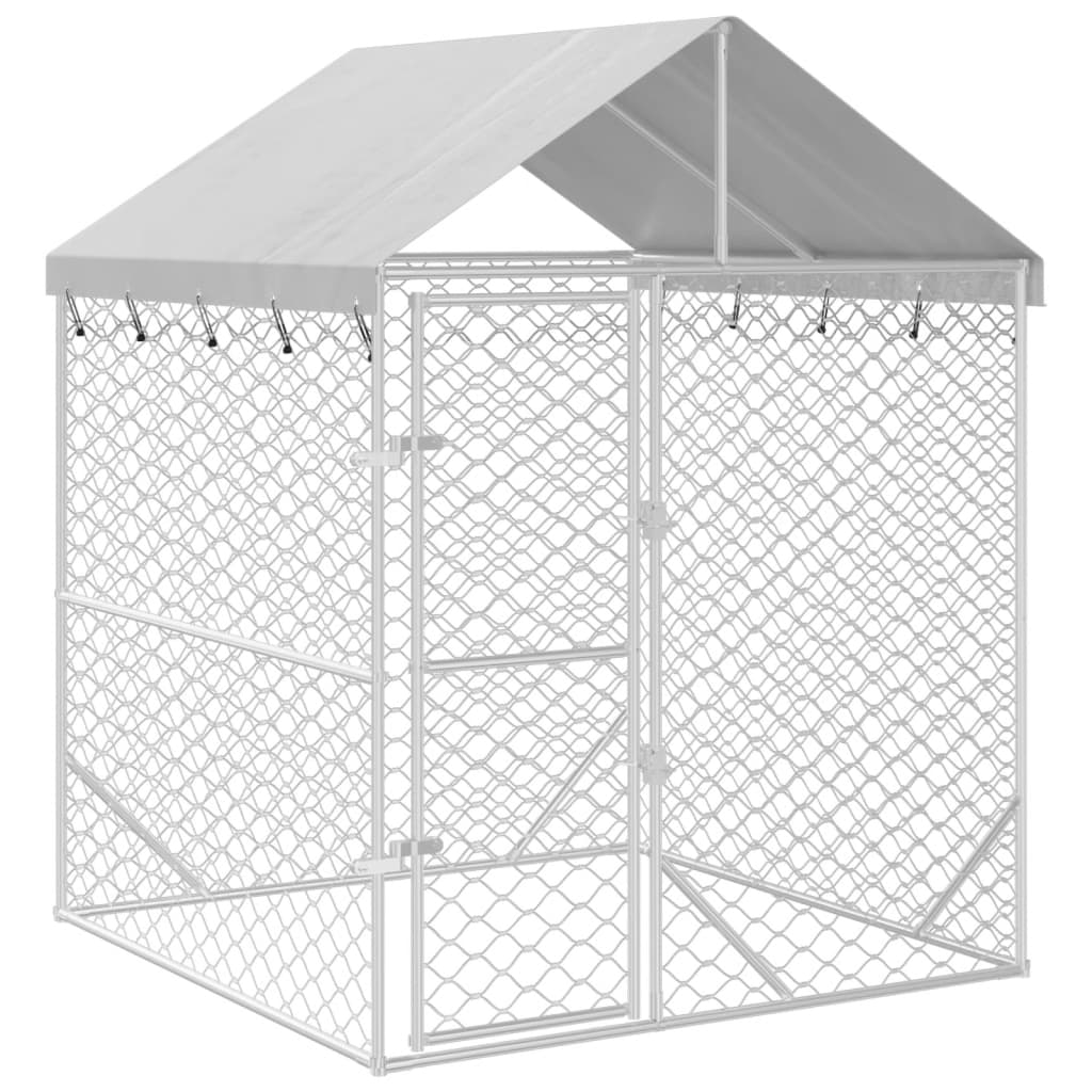 Andala Pets Outdoor Dog Kennel with Roof Silver 2x2x2.5 m Galvanised Steel