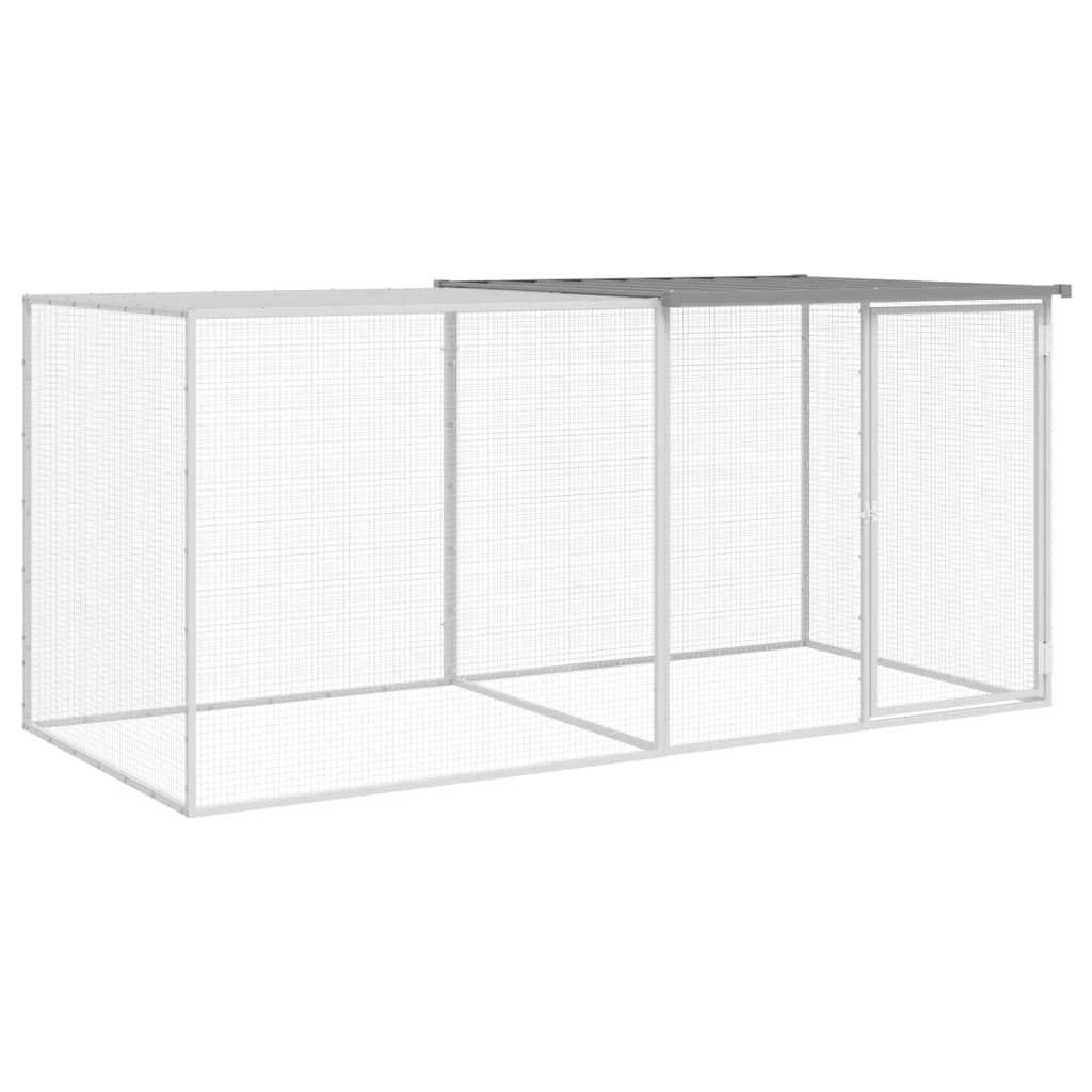 Andala Pets Chicken Cage with Roof Light Grey 203x98x90 cm Galvanised Steel