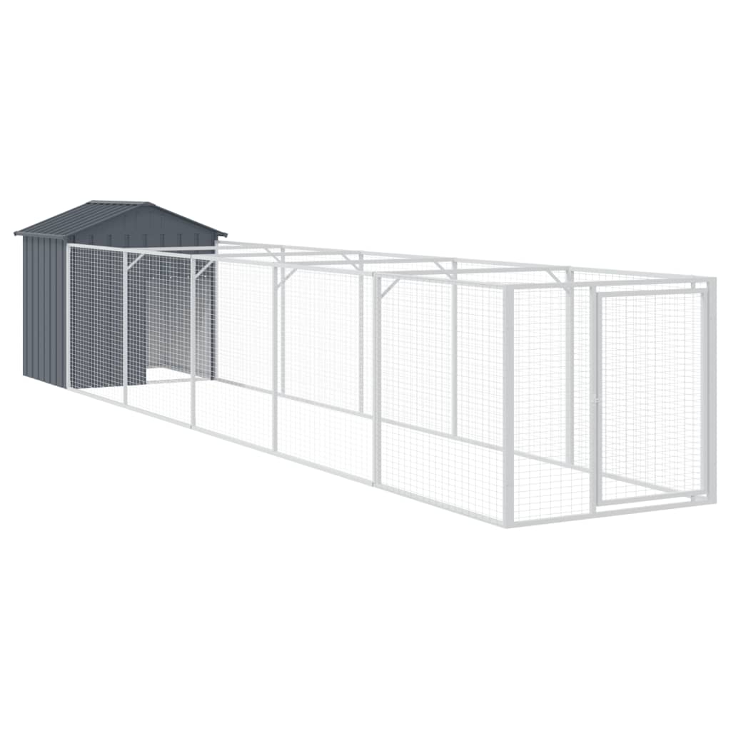 Andala Pets Dog House with Roof Dark Grey 117x609x123 cm Galvanised Steel