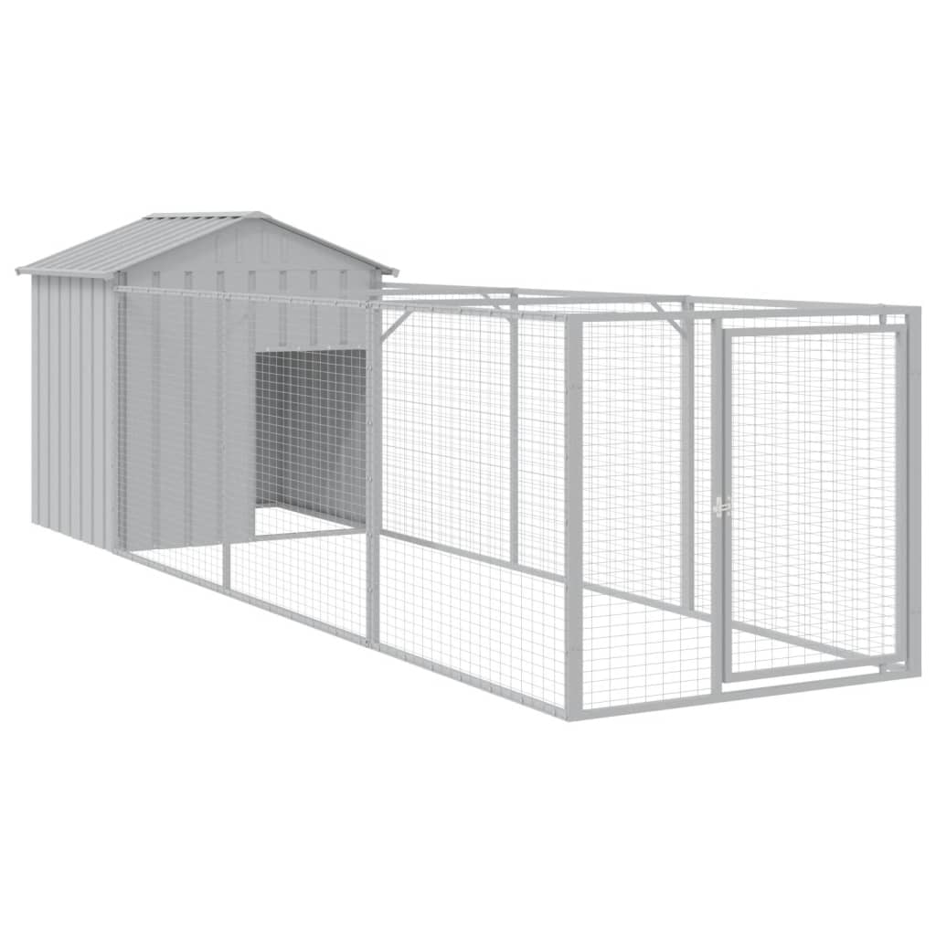 Andala Pets Dog House with Roof Light Grey 117x405x123 cm Galvanised Steel