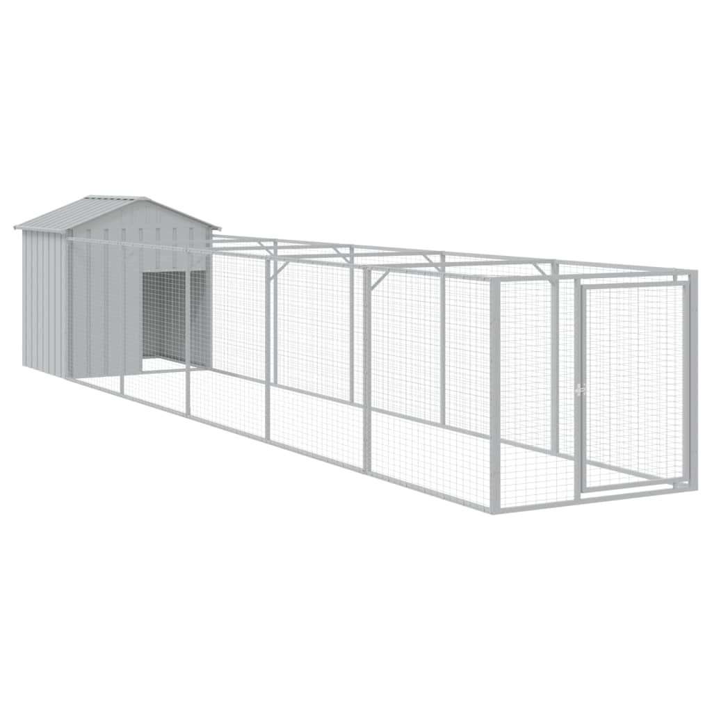 Andala Pets Dog House with Roof Light Grey 117x609x123 cm Galvanised Steel