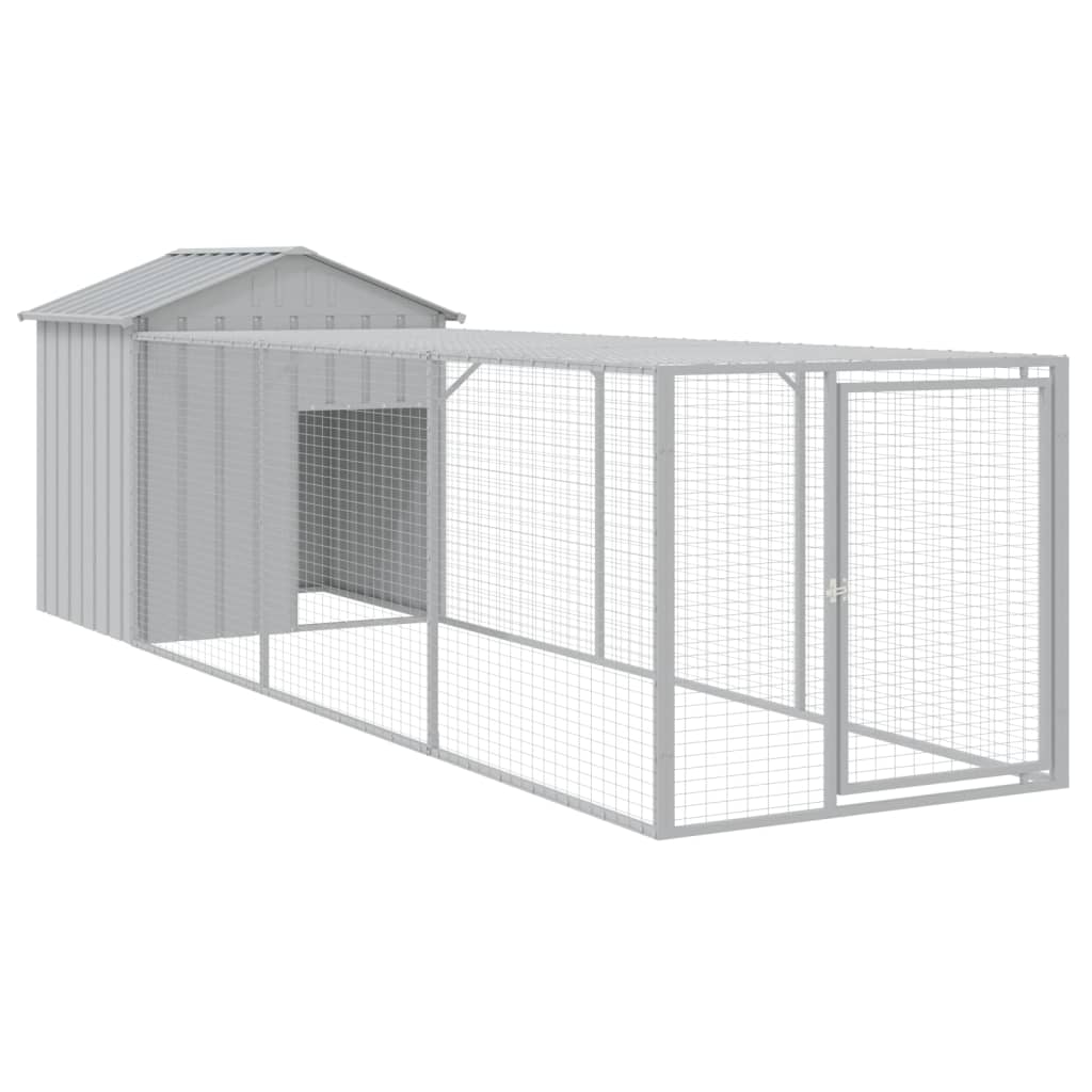 Andala Pets Chicken Cage with Run Light Grey 117x405x123 cm Galvanised Steel