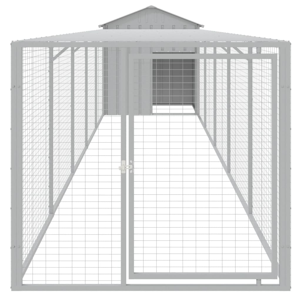 Chicken Coop With Run Light Grey 117X609X123cm