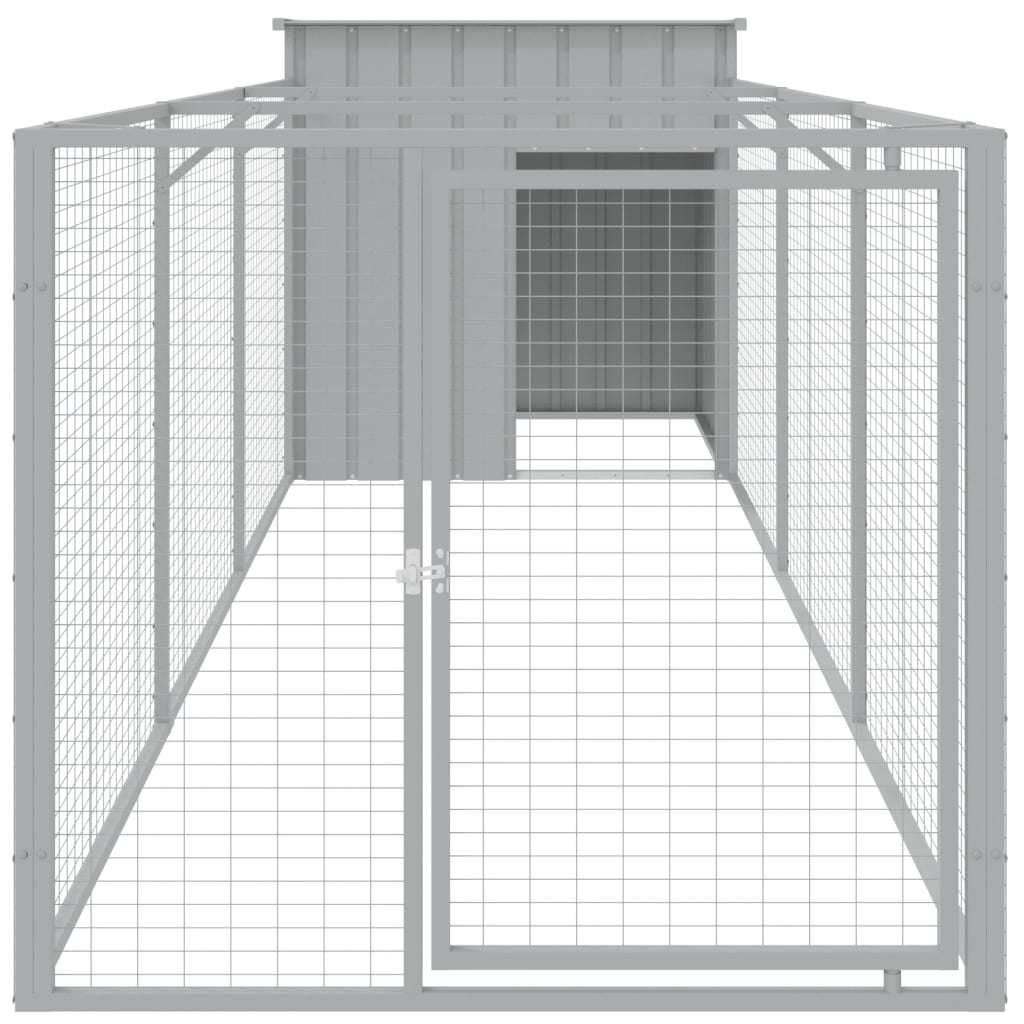 Dog House With Run Dark Grey 110X405X110cm