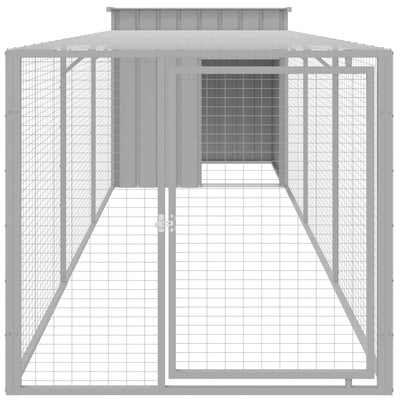 Chicken Coop With Run Light Grey 110X405X110cm