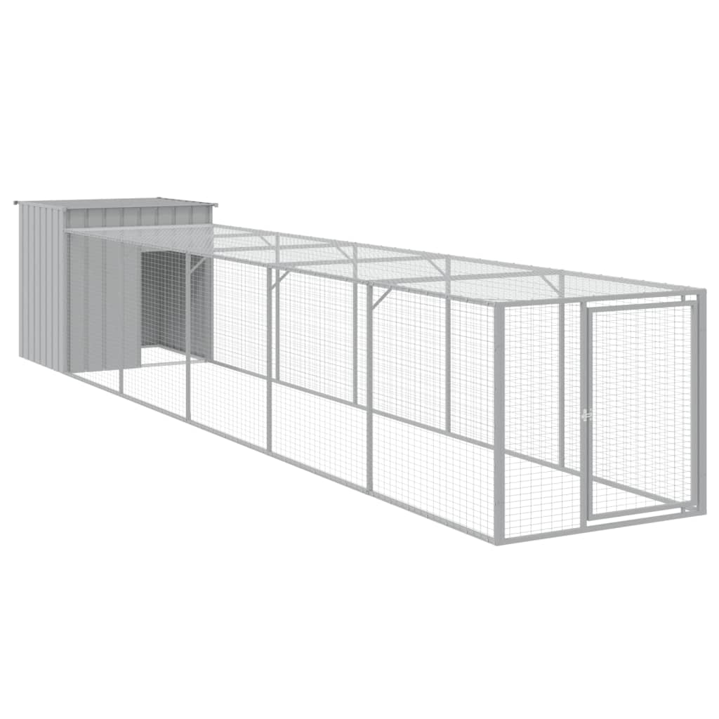 Andala Pets Chicken Cage with Run Light Grey 110x609x110 cm Galvanised Steel