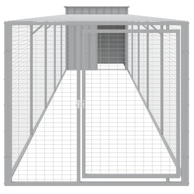 Chicken Coop With Run Dark Grey 110X609X110cm