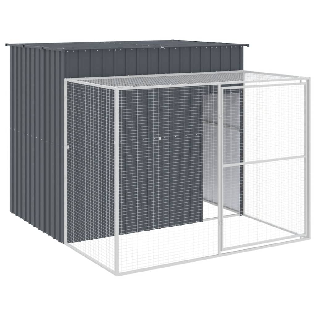 Andala Pets Dog House with Run Dark Grey 214x253x181 cm Galvanised Steel