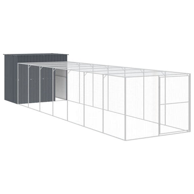 Andala Pets Dog House with Run Dark Grey 214x865x181 cm Galvanised Steel