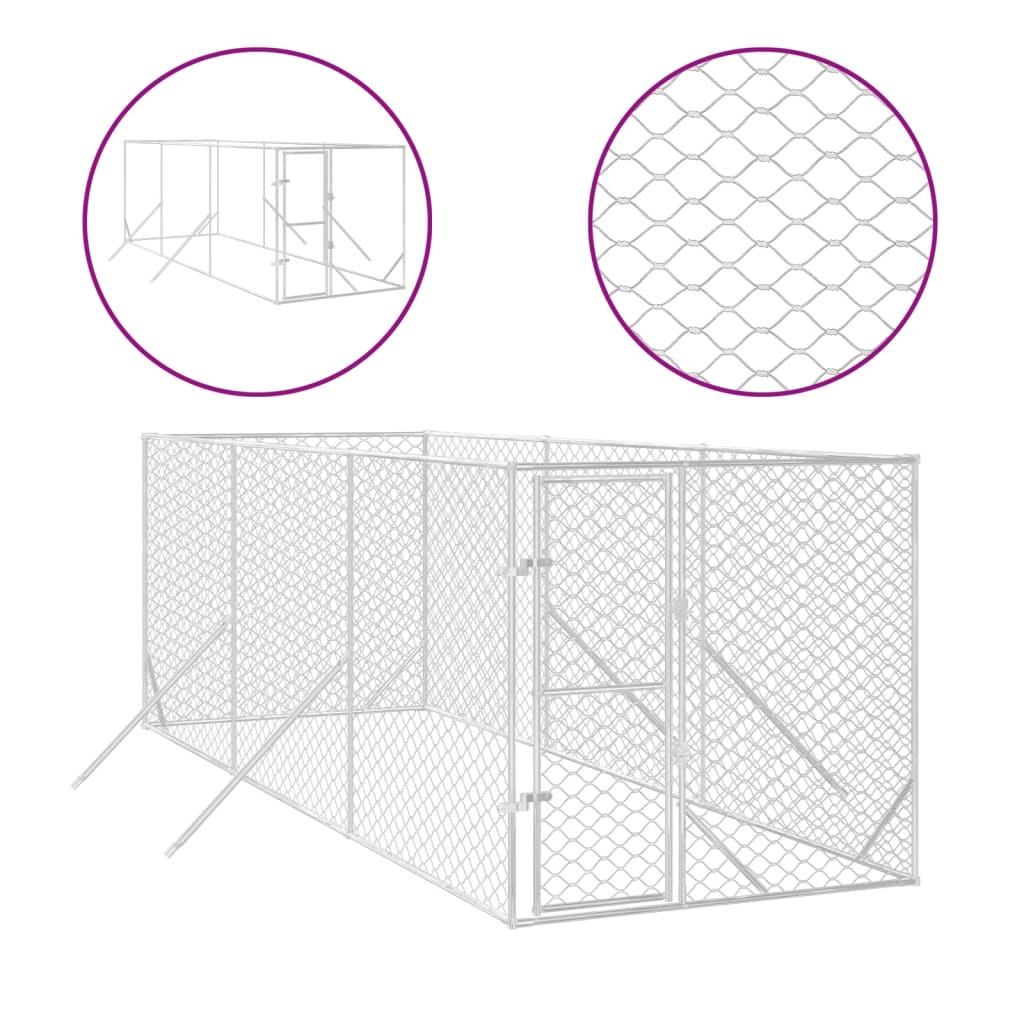 Andala Pets Outdoor Dog Kennel Silver 2x6x2 m Galvanised Steel