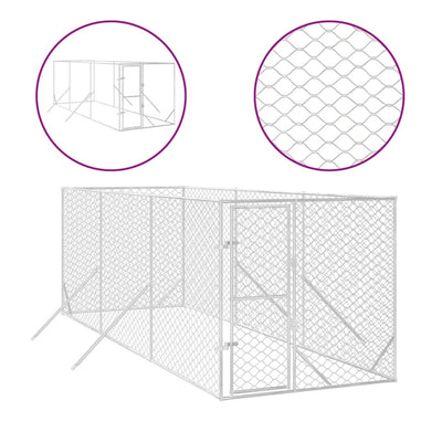 Andala Pets Outdoor Dog Kennel Silver 2x6x2 m Galvanised Steel