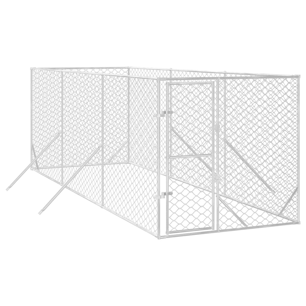 Outdoor Dog Kennel Silver 2X6X2 M