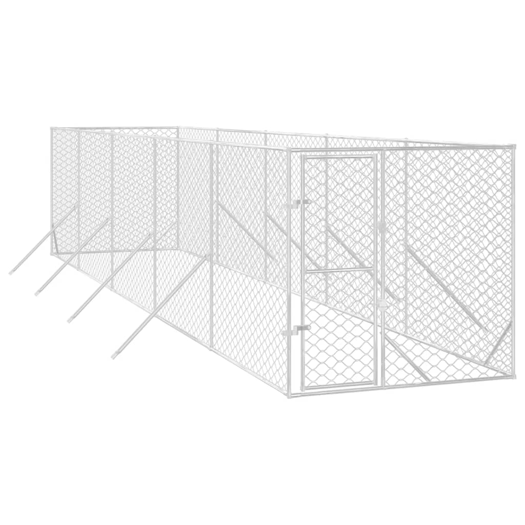 Outdoor Dog Kennel Silver 2X10X2 M