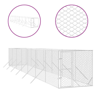 Andala Pets Outdoor Dog Kennel Silver 2x14x2 m Galvanised Steel