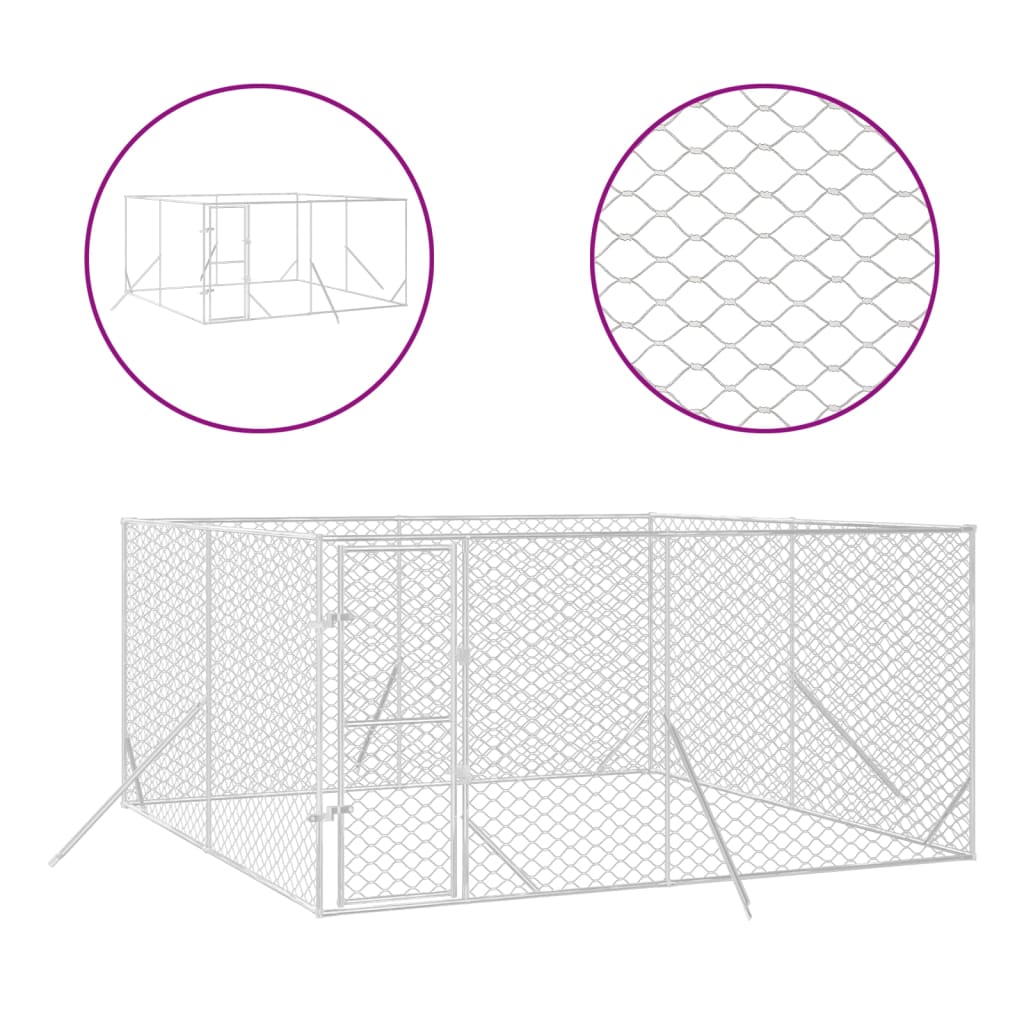 Andala Pets Outdoor Dog Kennel Silver 4x4x2 m Galvanised Steel