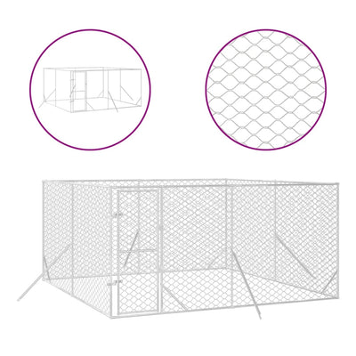 Andala Pets Outdoor Dog Kennel Silver 4x4x2 m Galvanised Steel