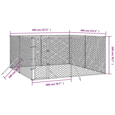Outdoor Dog Kennel Silver 4X4X2 M