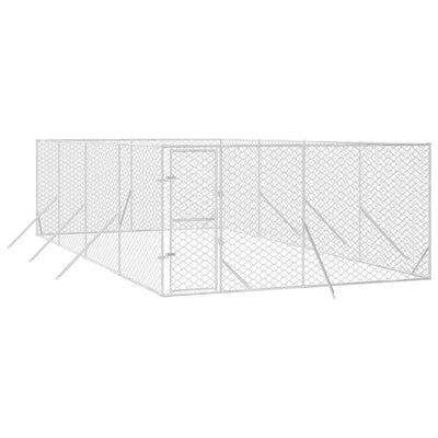 Outdoor Dog Kennel Silver 4X8X2 M