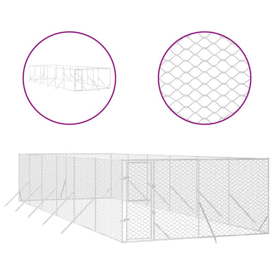 Andala Pets Outdoor Dog Kennel Silver 4x12x2 m Galvanised Steel