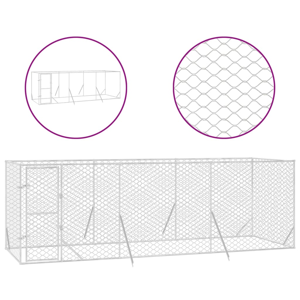 Andala Pets Outdoor Dog Kennel Silver 6x2x2 m Galvanised Steel