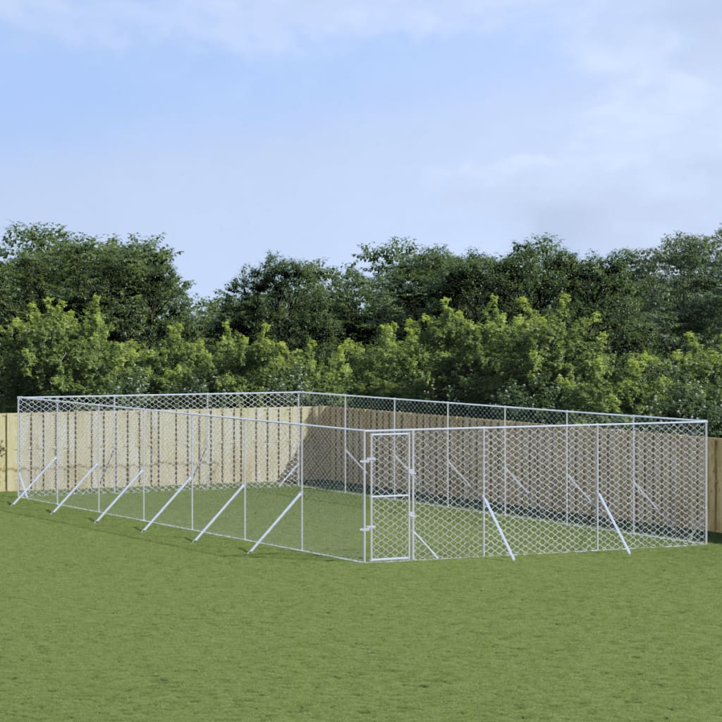 Outdoor Dog Kennel Silver 6x14x2 m