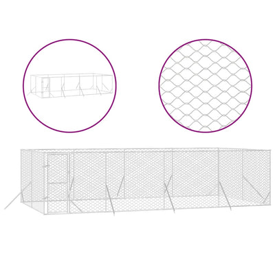 Andala Pets Outdoor Dog Kennel Silver 8x4x2 m Galvanised Steel