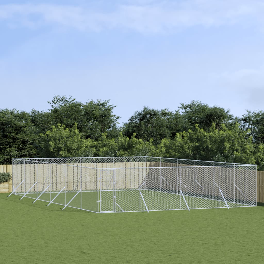 Outdoor Dog Kennel Silver 8x12x2 m