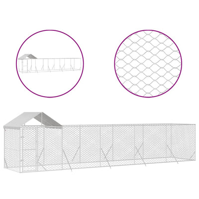 Andala Pets Outdoor Dog Kennel with Roof Silver 10x2x2.5 m Galvanised Steel