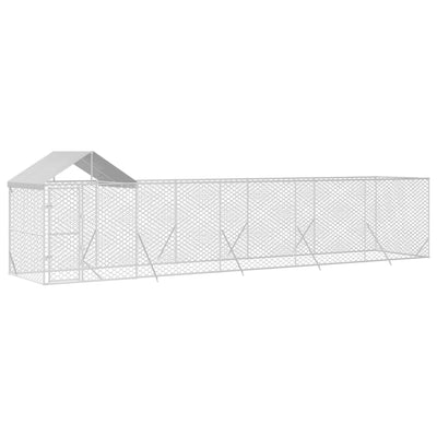 Outdoor Dog Kennel With Roof Silver 10X2X2.5 M