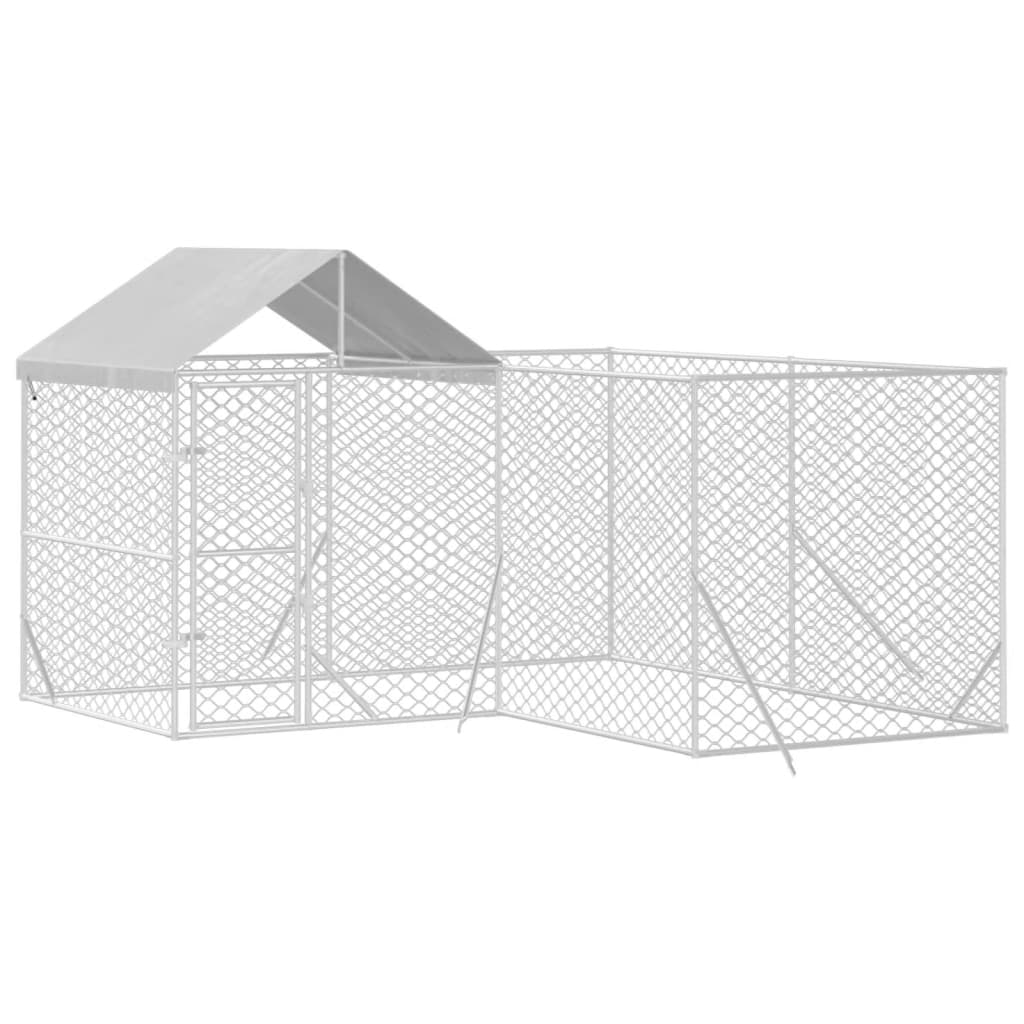 Outdoor Dog Kennel With Roof Silver 4X4X2.5 M
