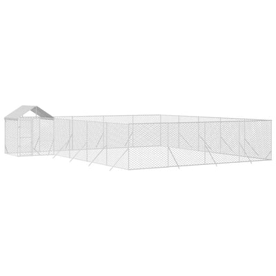 Outdoor Dog Kennel With Roof Silver 10X8X2.5 M